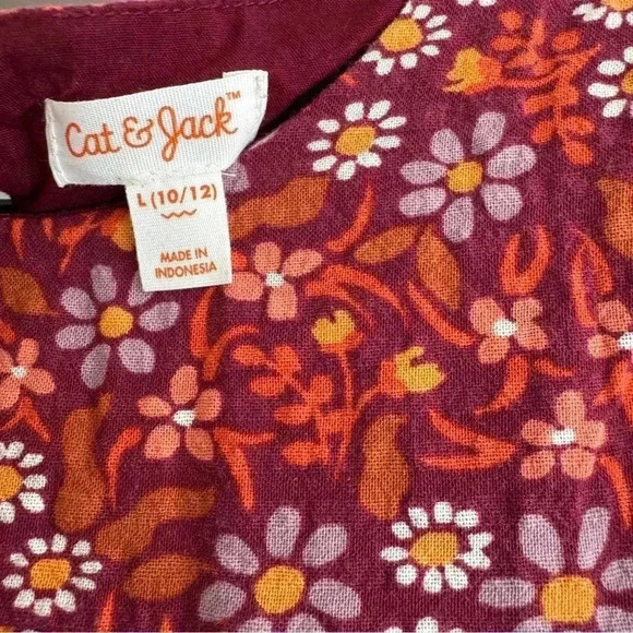 Cat and Jack girls fall dress burgundy floral size L (10/12) - Picture 2 of 6